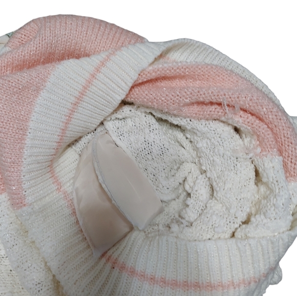 Jaclyn Smith VTG Knit Sweater Women's Large Beaded Floral Cream Pink Long Sleeve - Picture 8 of 16